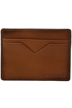 Perry Ellis Portfolio Tan Premium Leather Card Holder Passcase Wallet thumbnail 1