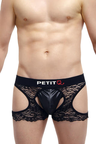 PetitQ Black Corlier Open Back Boxer Brief