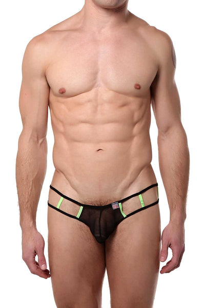 PetitQ Black/Lime Mesh Revel Brief