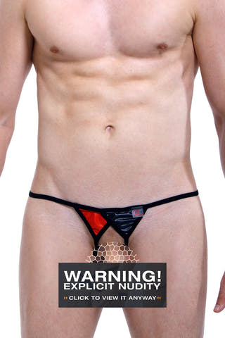 PetitQ Black/Red Open Thong