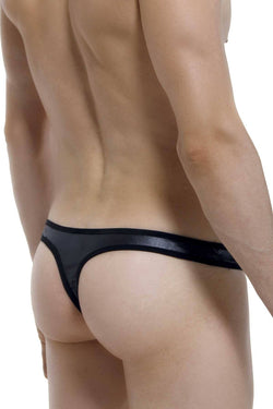 PetitQ Black Wet-Look Open-Front Thong thumbnail 3