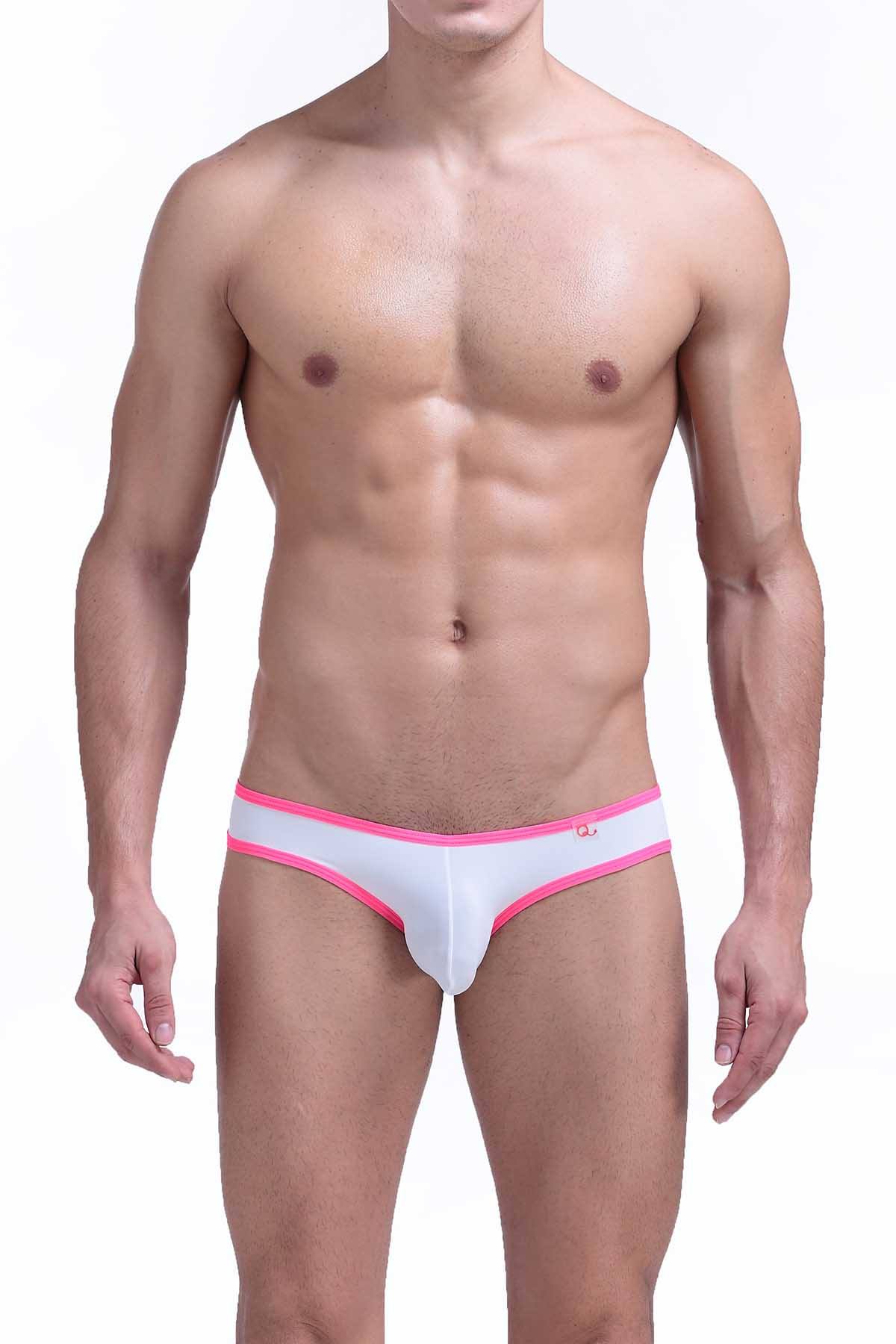 PetitQ White/Pink Nylon Bikini Brief