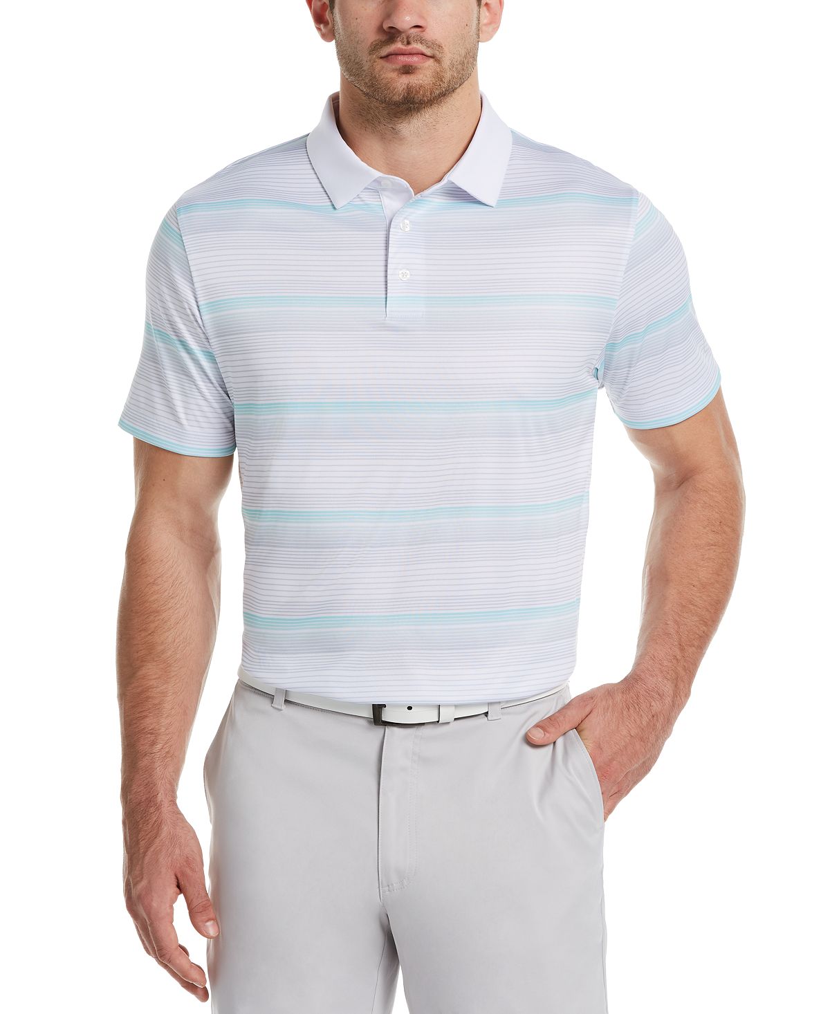 Pga Tour Gradient-stripe Golf Polo Bright White/Blue