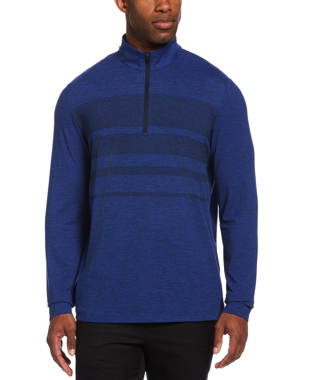Pga Tour Luxury Performance Stretch Textured Gradient Stripe 1/4-zip Golf Sweatshirt Royal Heather