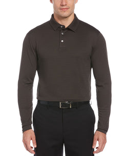 Pga Tour Moisture-wicking Twill Jacquard Golf Polo Shirt Caviar thumbnail 1