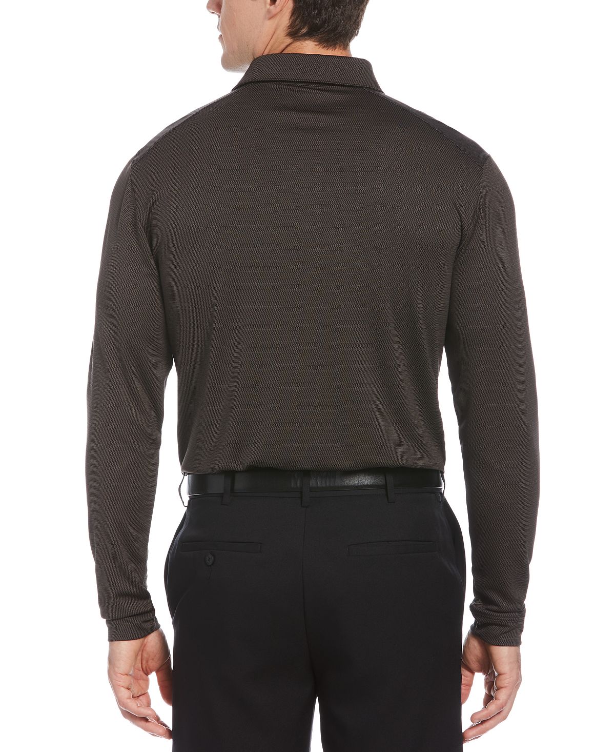 Pga Tour Moisture-wicking Twill Jacquard Golf Polo Shirt Caviar