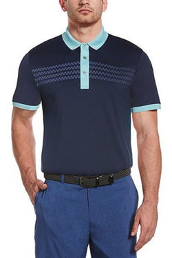 Pga Tour Performance Stretch Geo Stripe Polo Shirt Dress Blue thumbnail 3