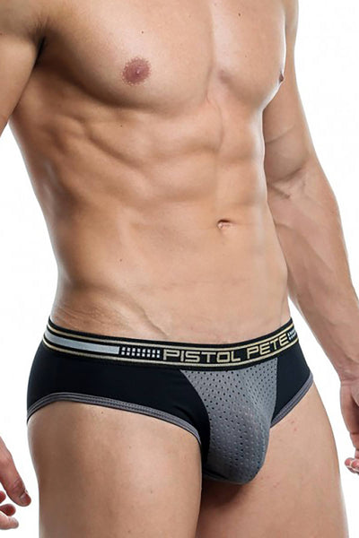 Pistol Pete Black/Grey Mesh-Pouch Brief