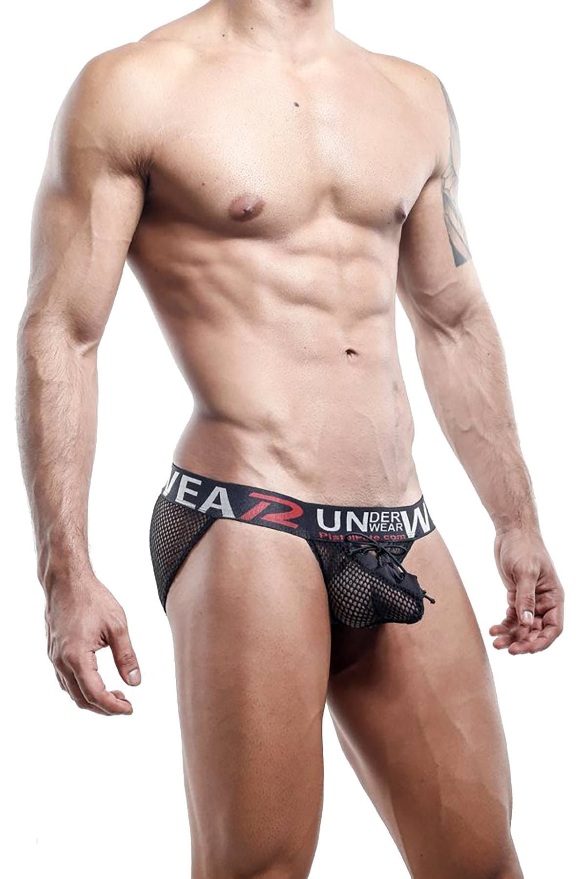 Pistol Pete Black Mesh Corset-Pouch Bikini Brief