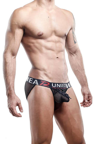 Pistol Pete Black Mesh Corset-Pouch Bikini Brief