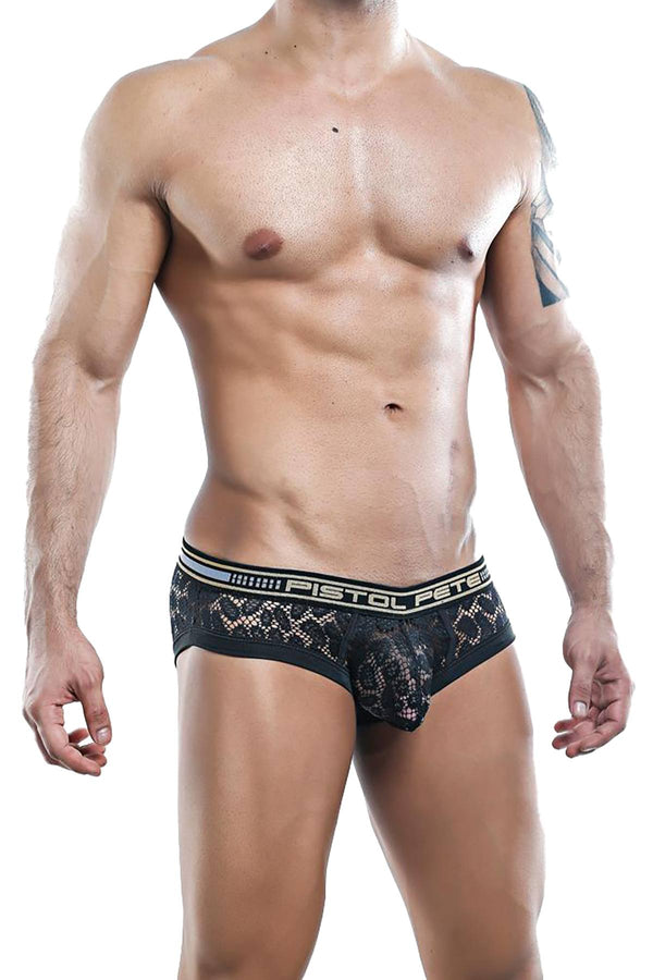 Pistol Pete Black Sheer Leopard Mesh Bikini Brief