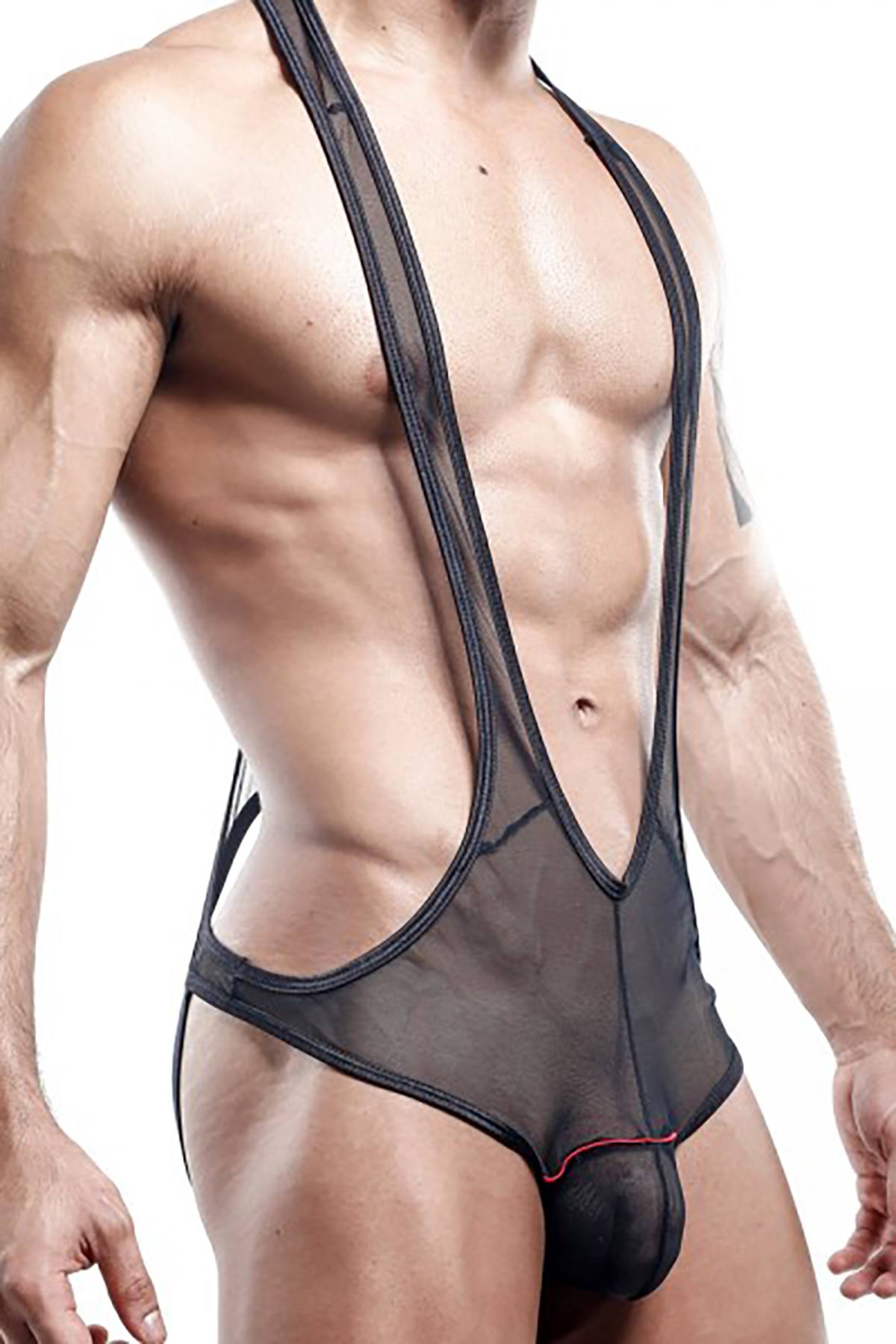 Pistol Pete Black Sheer-Mesh Jock Singlet
