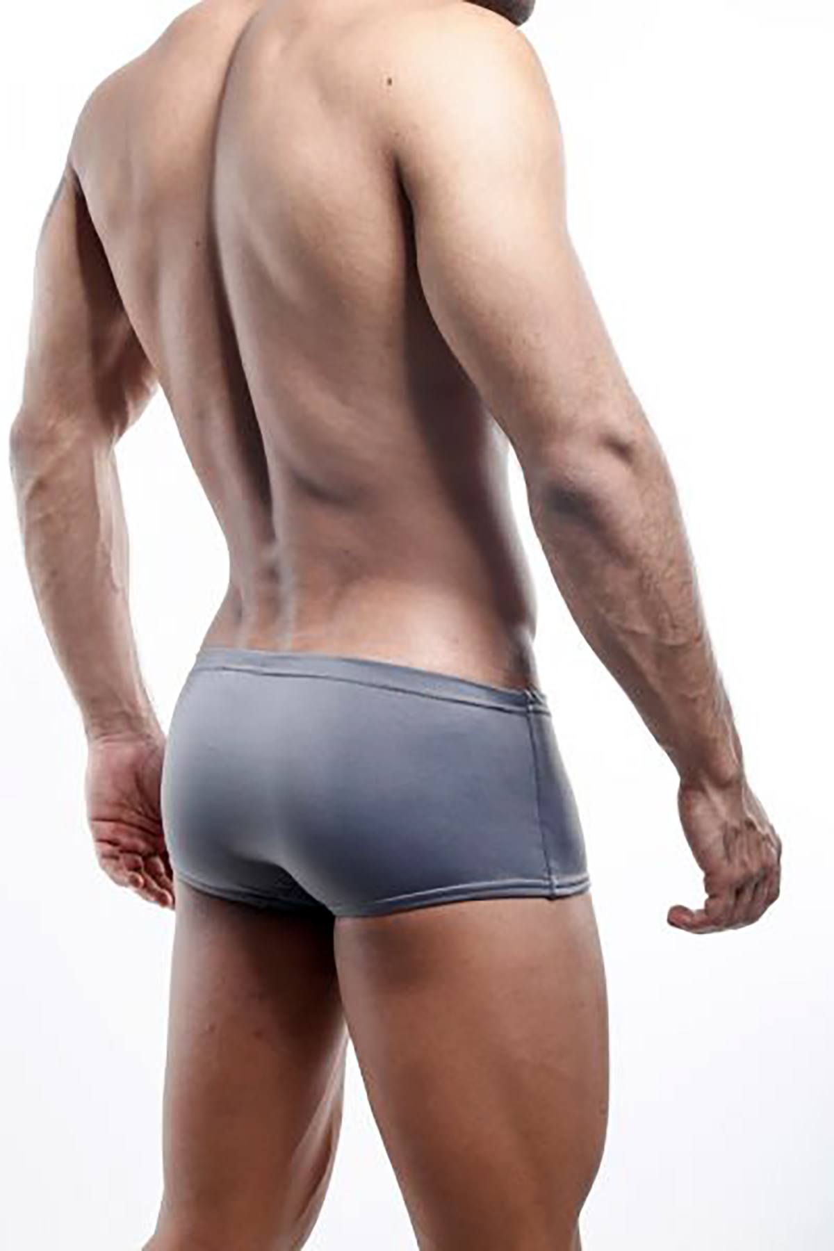 Pistol Pete Grey/Red Single-Stripe Swim Trunk