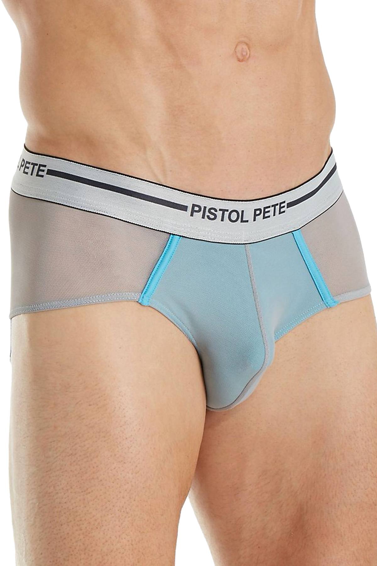Pistol Pete Grey/Turquoise Mesh Bikini Brief