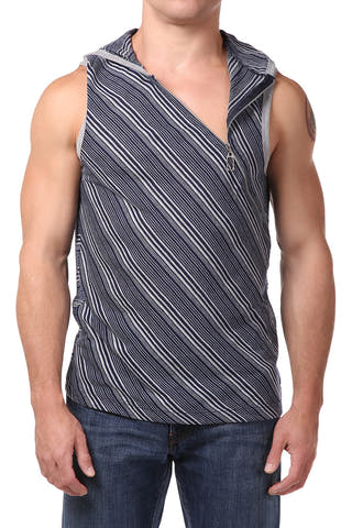 Pistol Pete Navy Magnetic Zip Up Sleeveless Hoodie