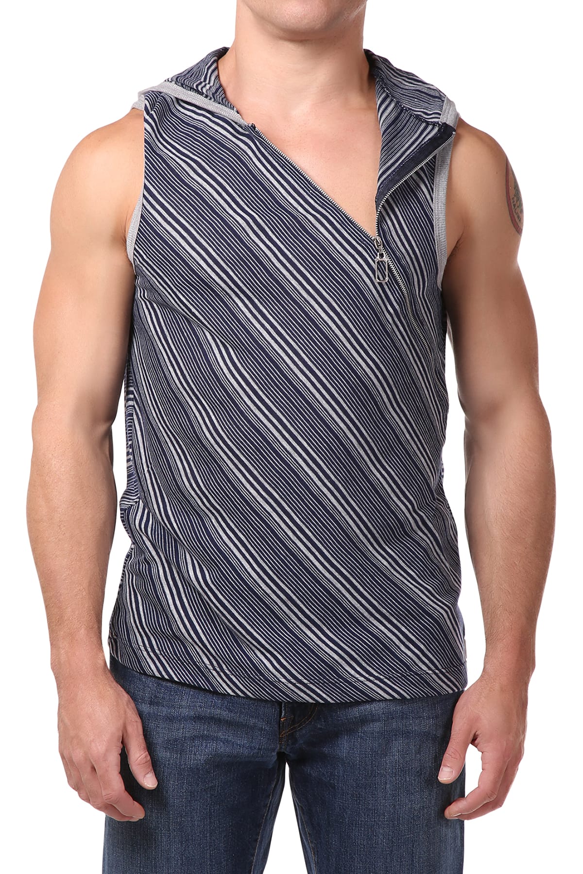 Pistol Pete Navy Magnetic Zip Up Sleeveless Hoodie
