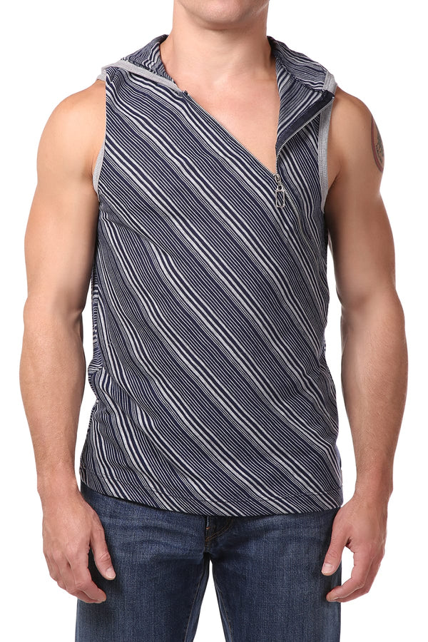 Pistol Pete Navy Magnetic Zip Up Sleeveless Hoodie