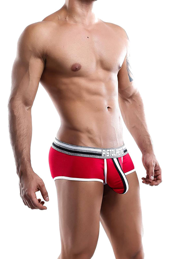 Pistol Pete Red/White Center Stripe Square Brief