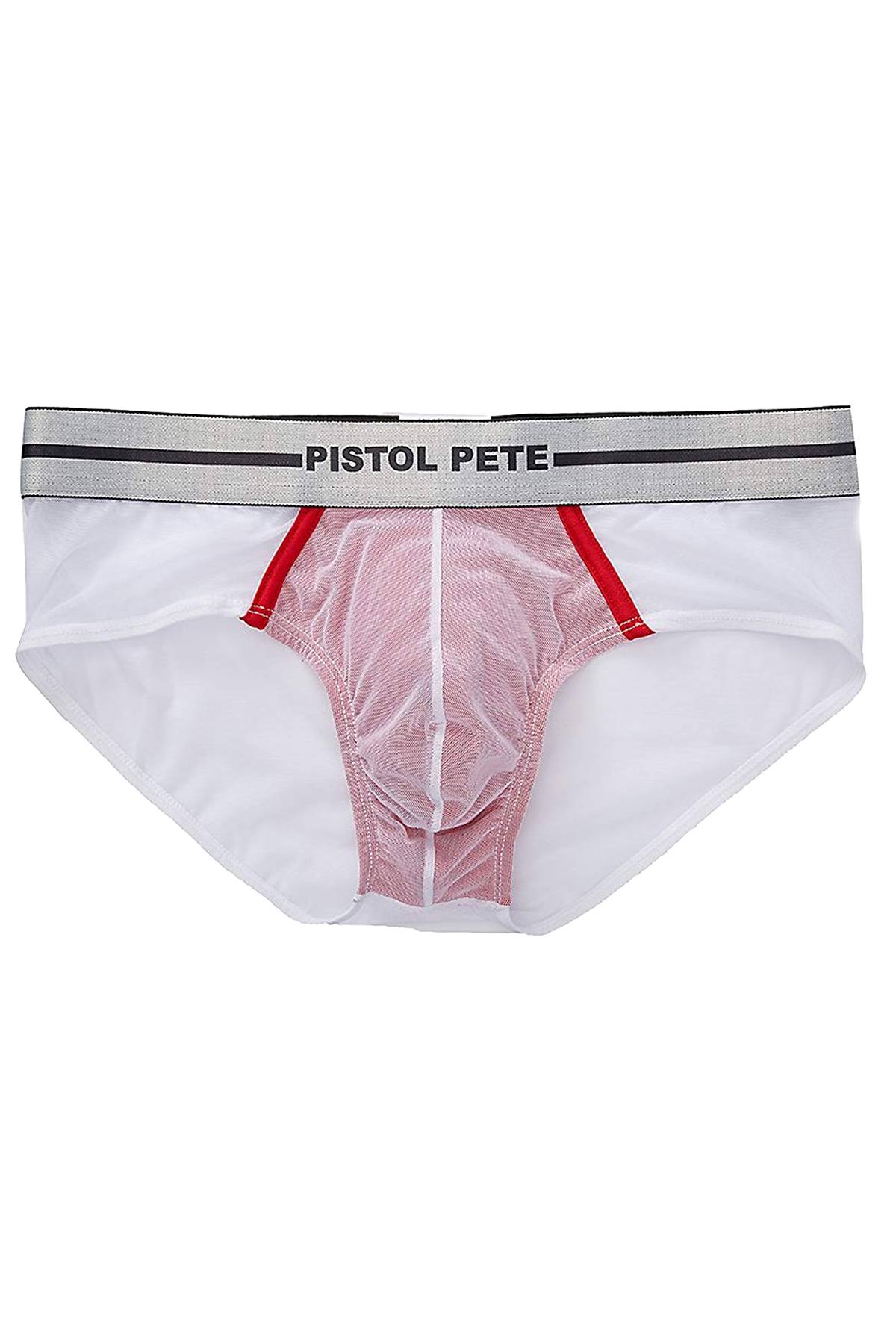 Pistol Pete White/Red Mesh Bikini Brief