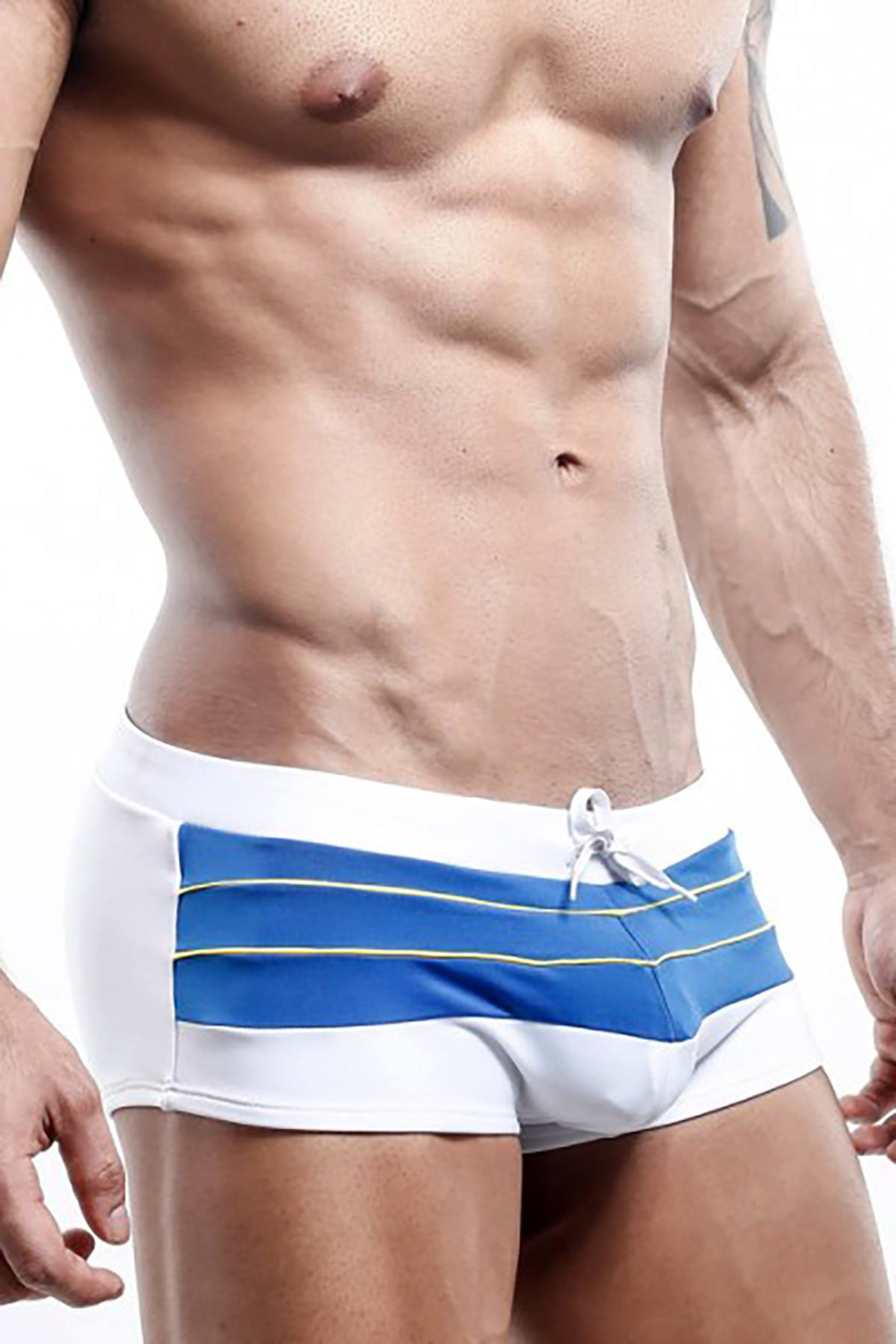 Pistol Pete White/Royal-Blue Swim Trunk