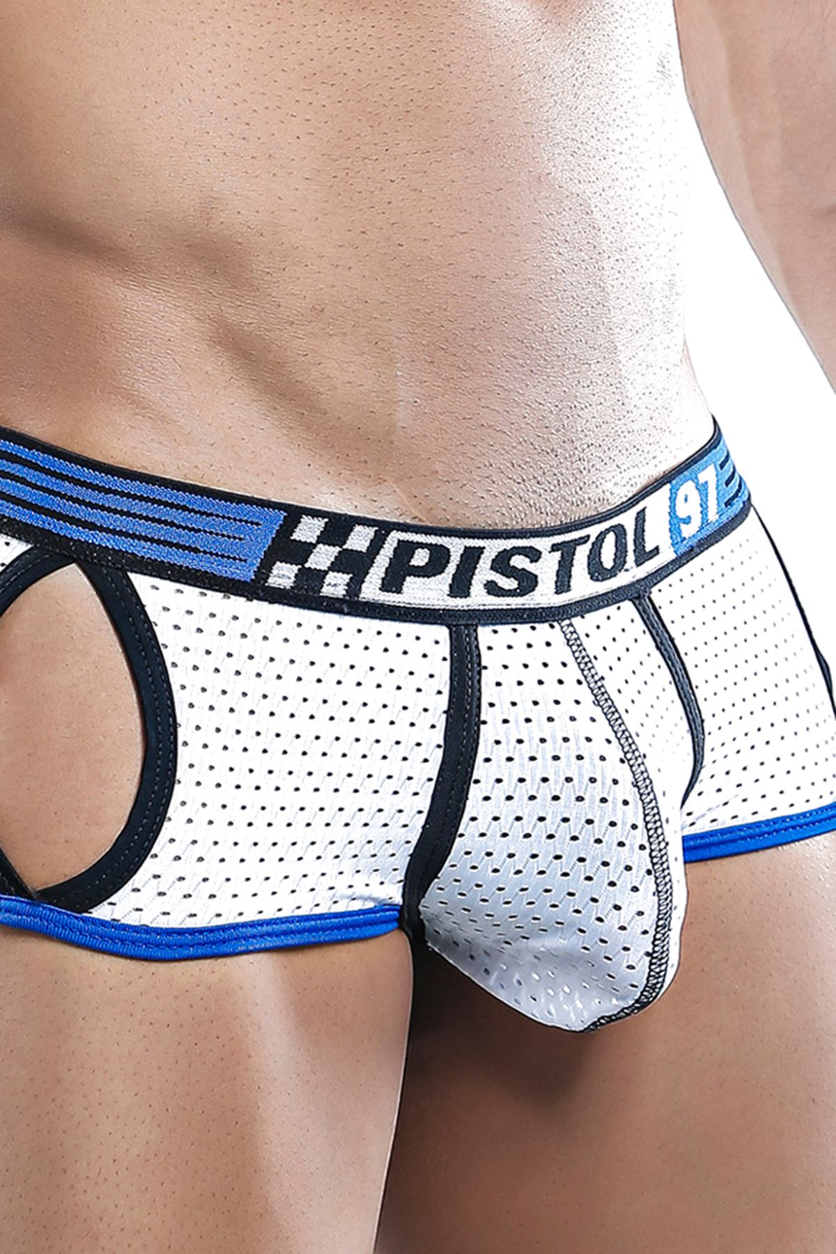 Pistol Pete White Sporty-Mesh Cut-Out Trunk