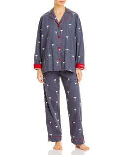 Pj Salvage Printed Flannel Pajama Set Charcoal thumbnail 4