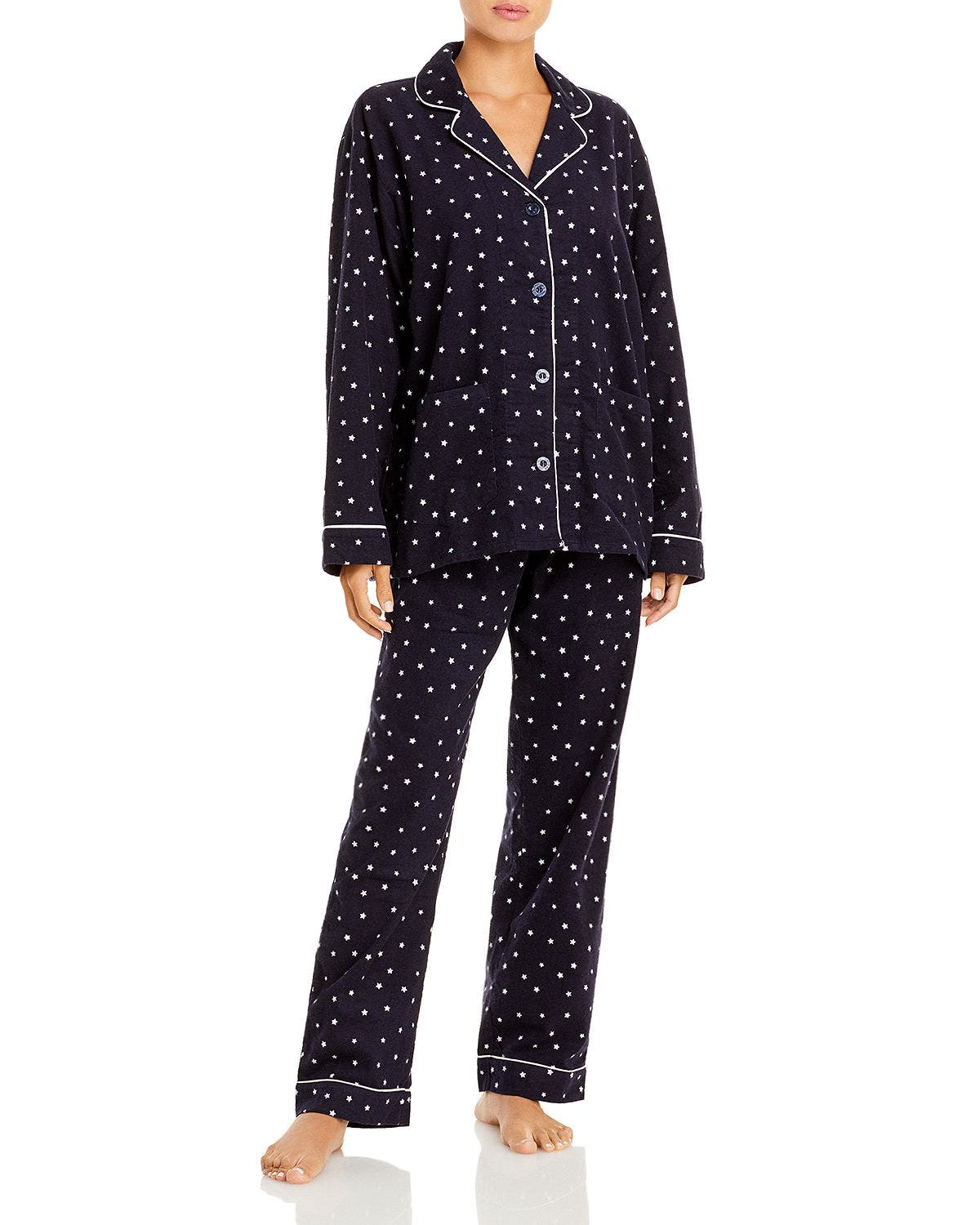Pj Salvage Printed Flannel Pajama Set Navy Star