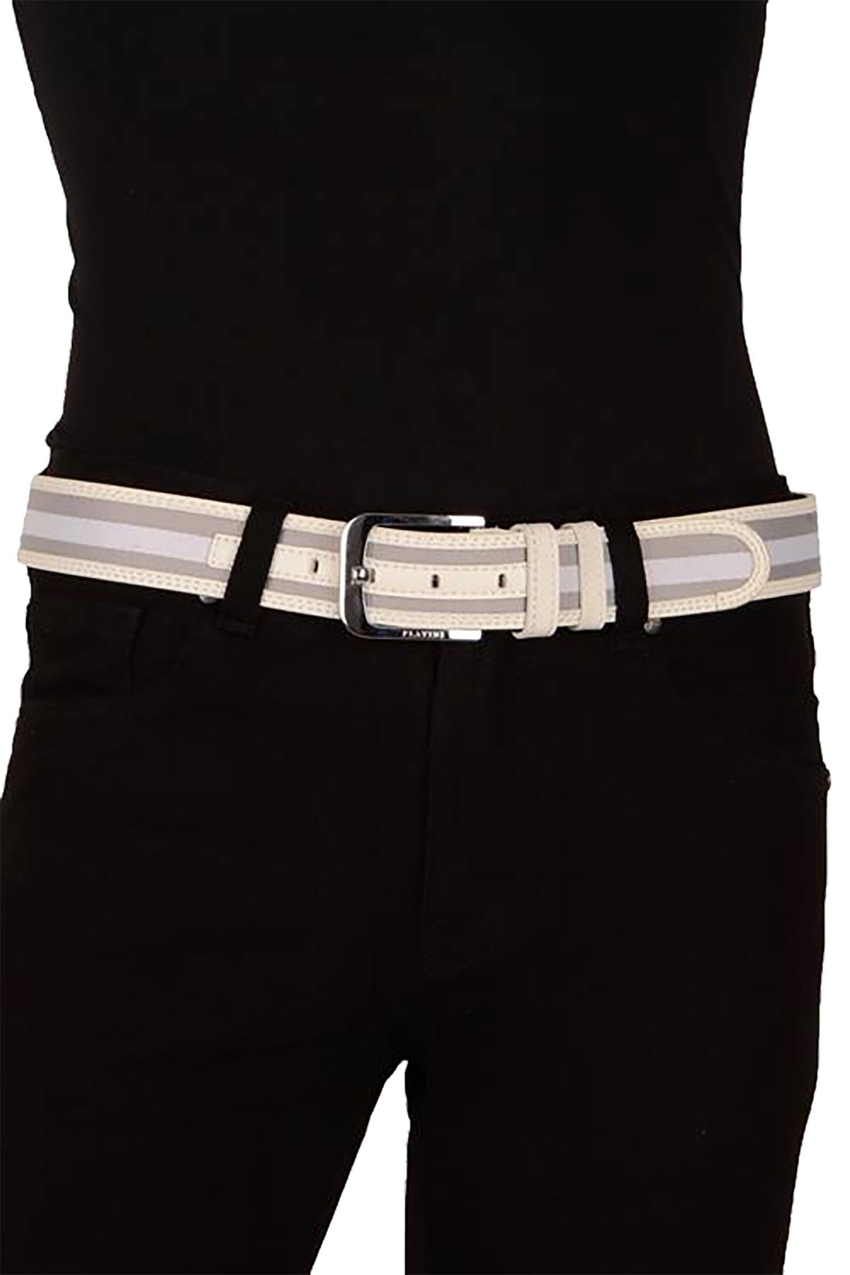 Platini White/Beige Leather Belt
