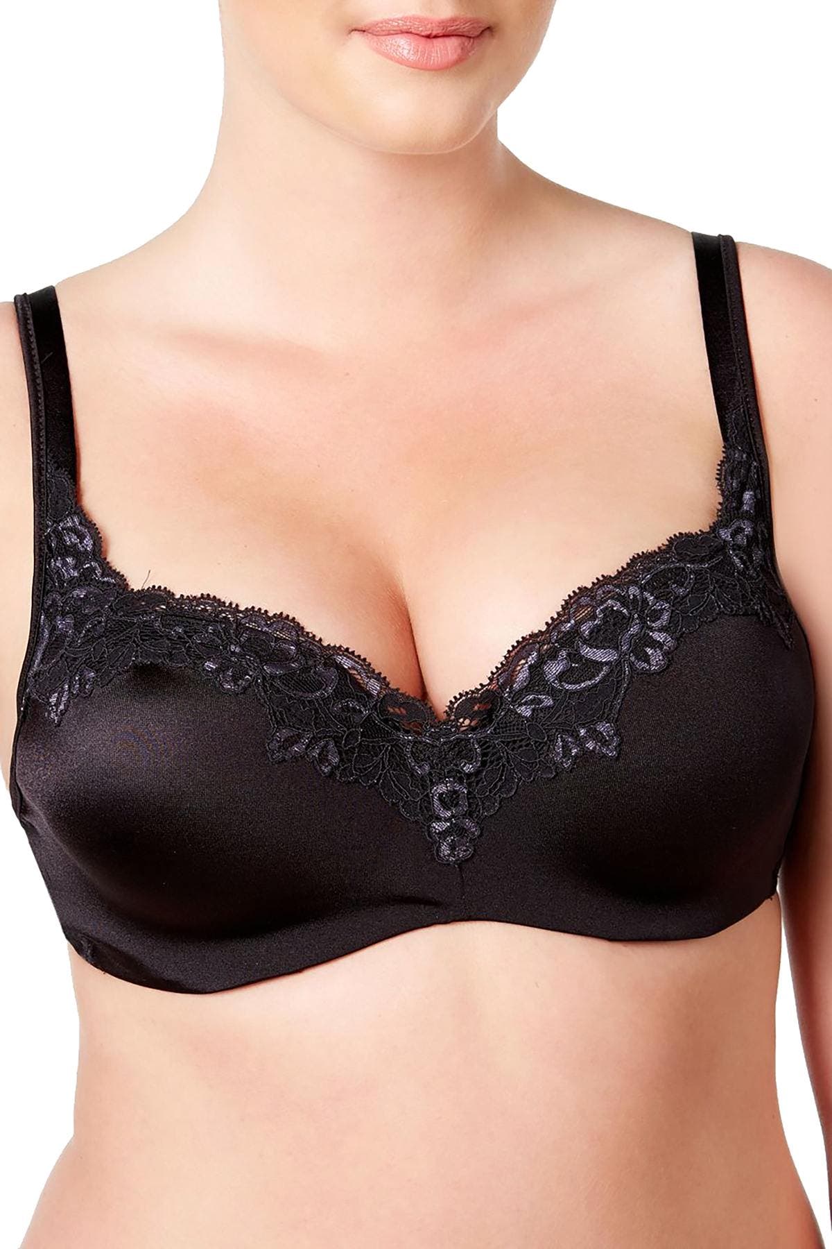 Playtex Love My Curves Full Figure Lace Trim Bra in Black/Private Jet