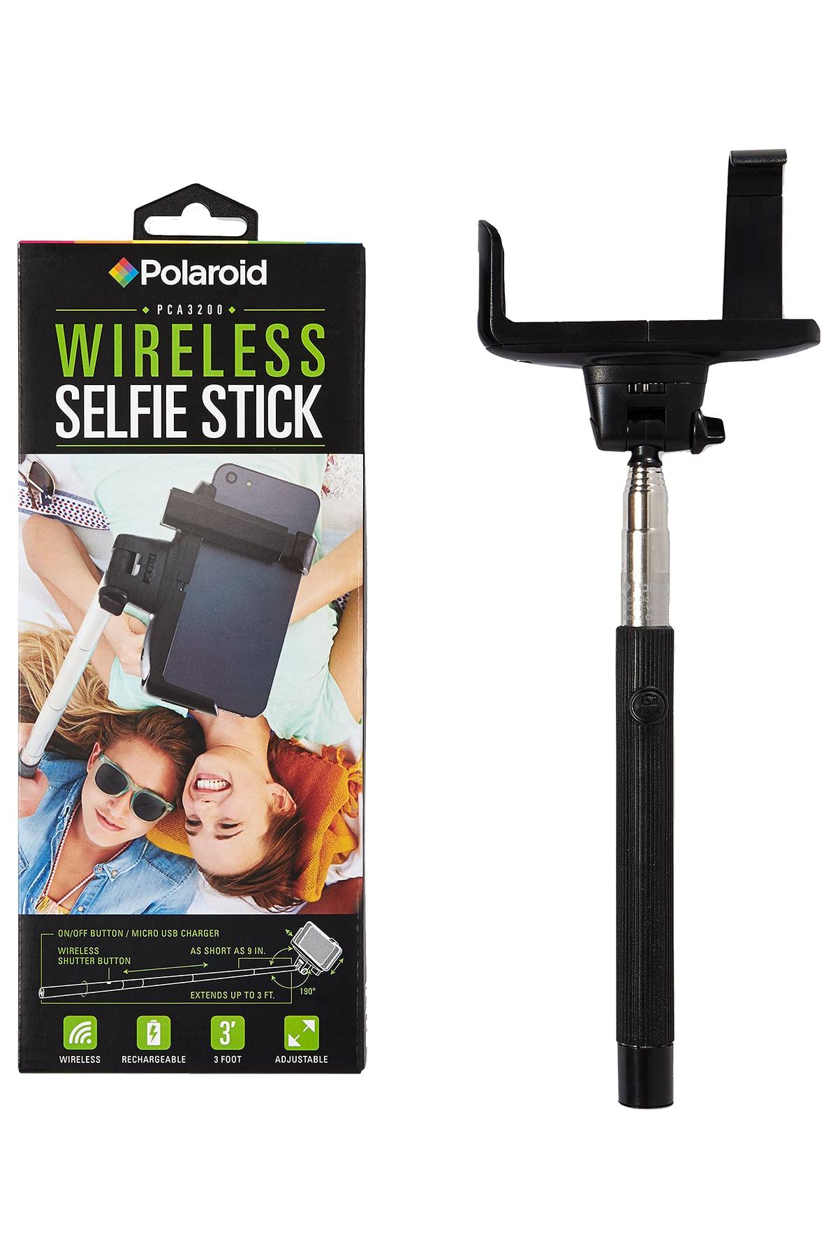 Polaroid Black Extendable Wireless Bluetooth Selfie Stick