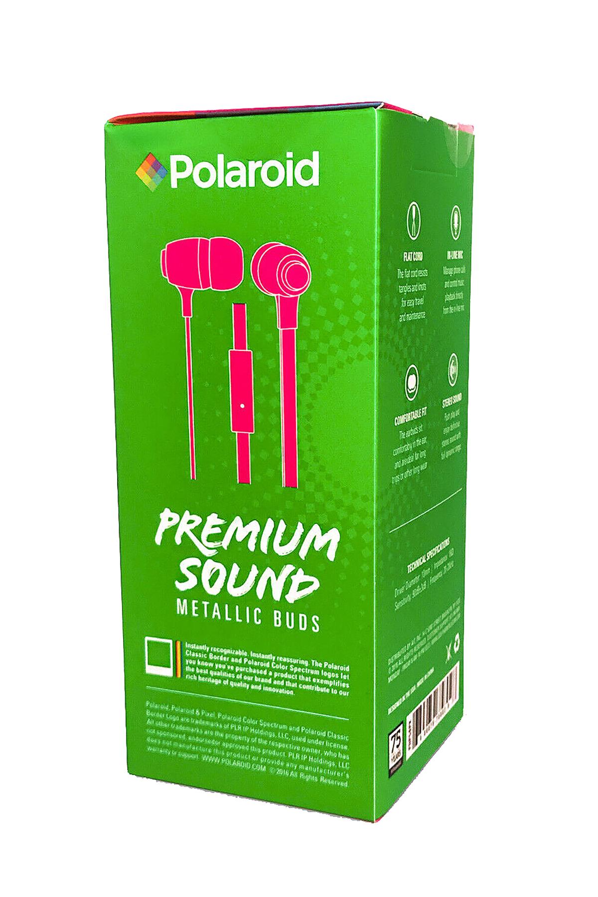 Polaroid Pink Metallic Premium Sound Earbuds with Microphone