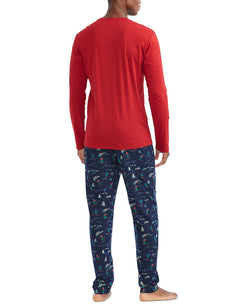Polo Ralph Lauren 2-pc. Solid Long-sleeve Sleep T-shirt & Printed Pajama Pants Set Navy thumbnail 2
