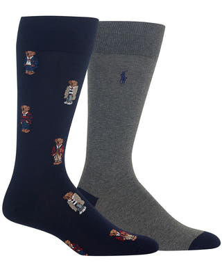 Polo Ralph Lauren 2-pk. Bear Quad Dress Socks Navy