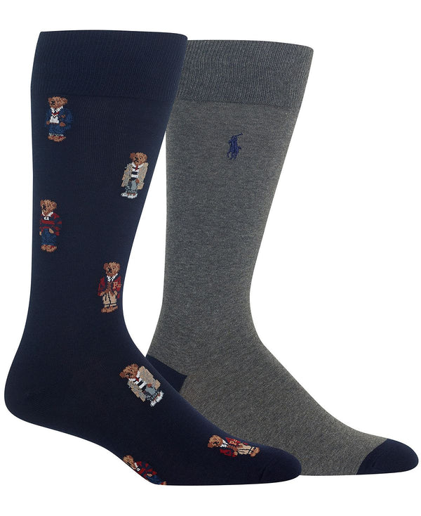 Polo Ralph Lauren 2-pk. Bear Quad Dress Socks Navy