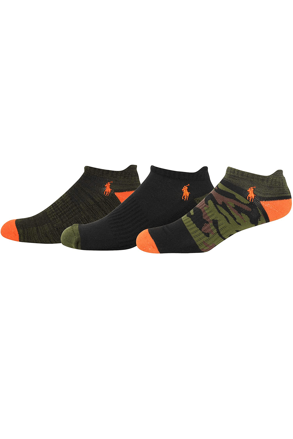 Polo Ralph Lauren 3-Pack Athletic Americana Low Cut Sock Polo Embroidery, Olive