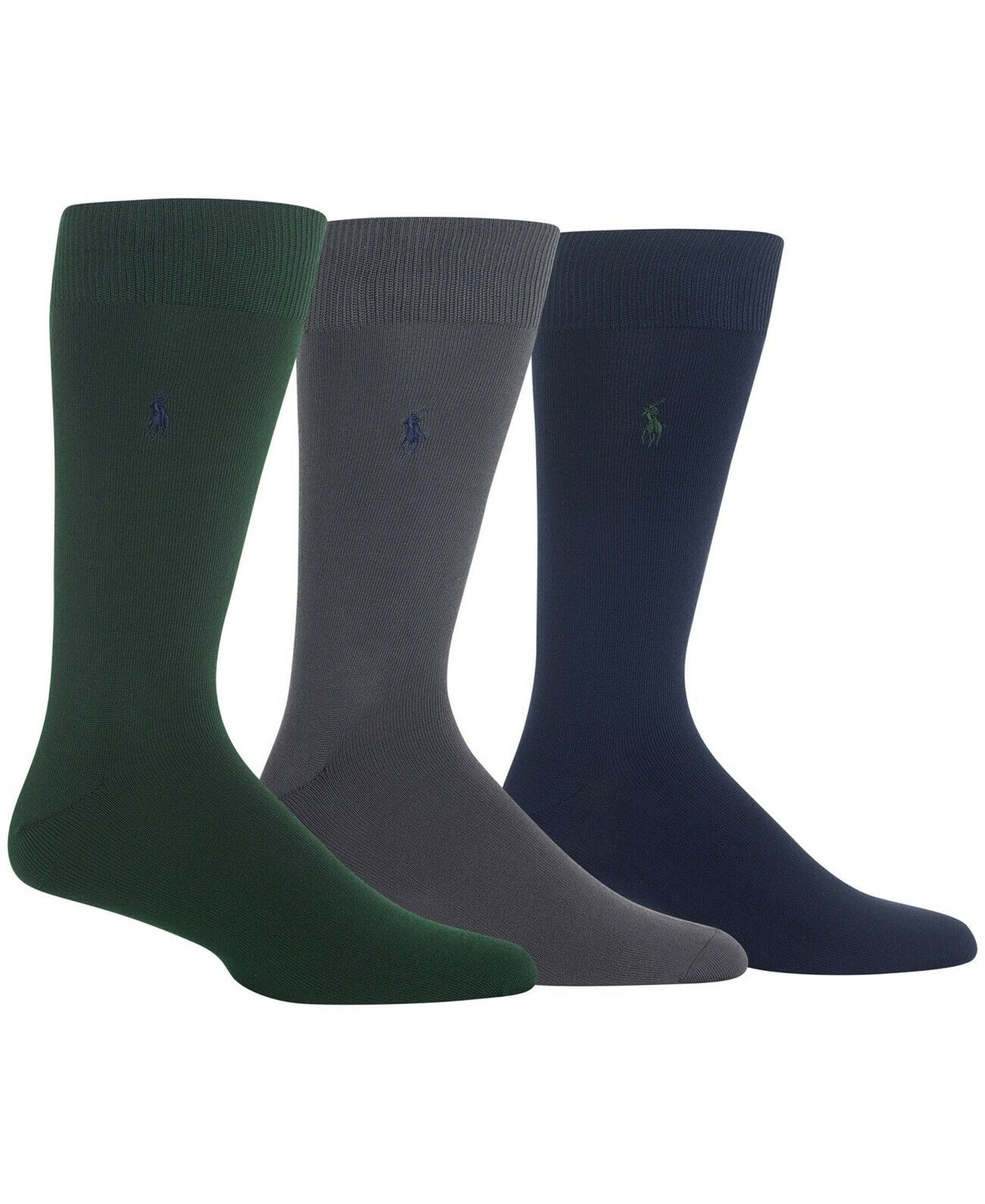 Polo Ralph Lauren 3 Pack Super Soft Dress Socks Grey/Navy/Green