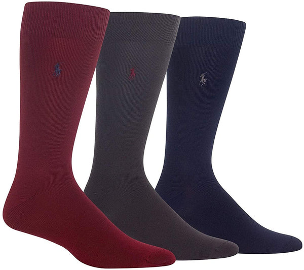 Polo Ralph Lauren 3 Pack Super Soft Dress Socks Wine/Navy/Black