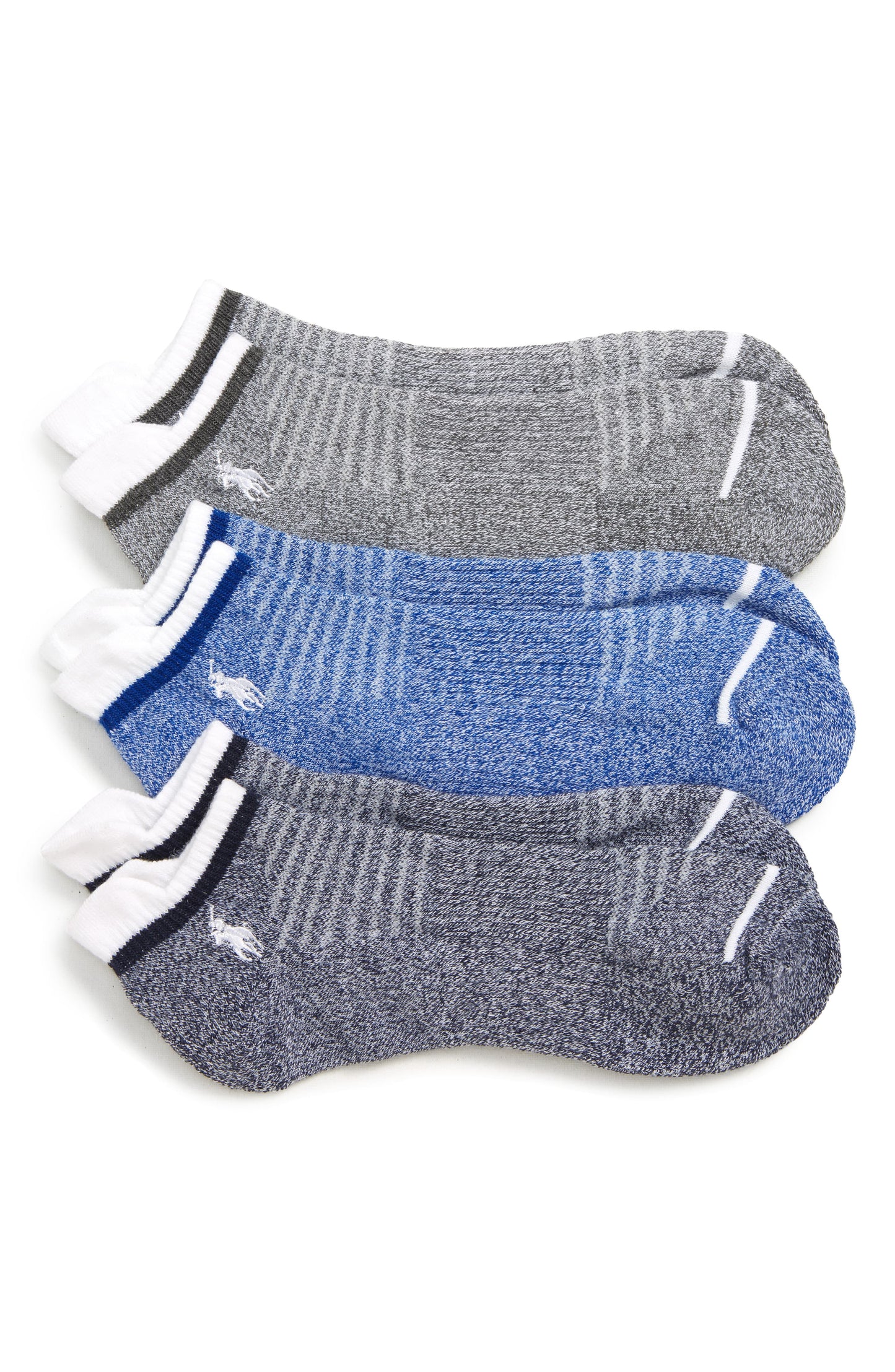 Polo Ralph Lauren 3-Pack Twisted Colorblock Low Cut Athletic Socks Blue Navy