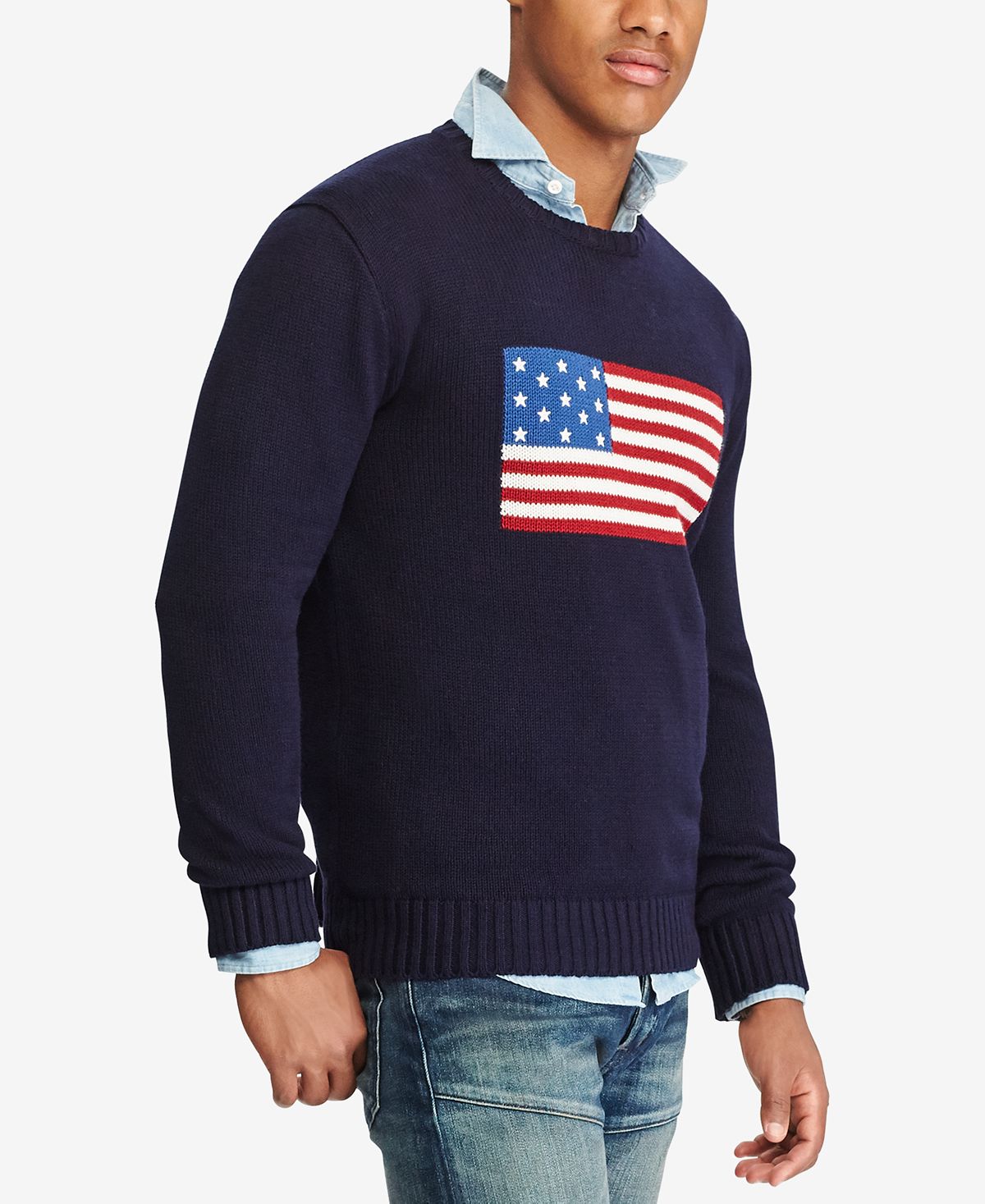 Polo Ralph Lauren American Flag Cotton Sweater Navy