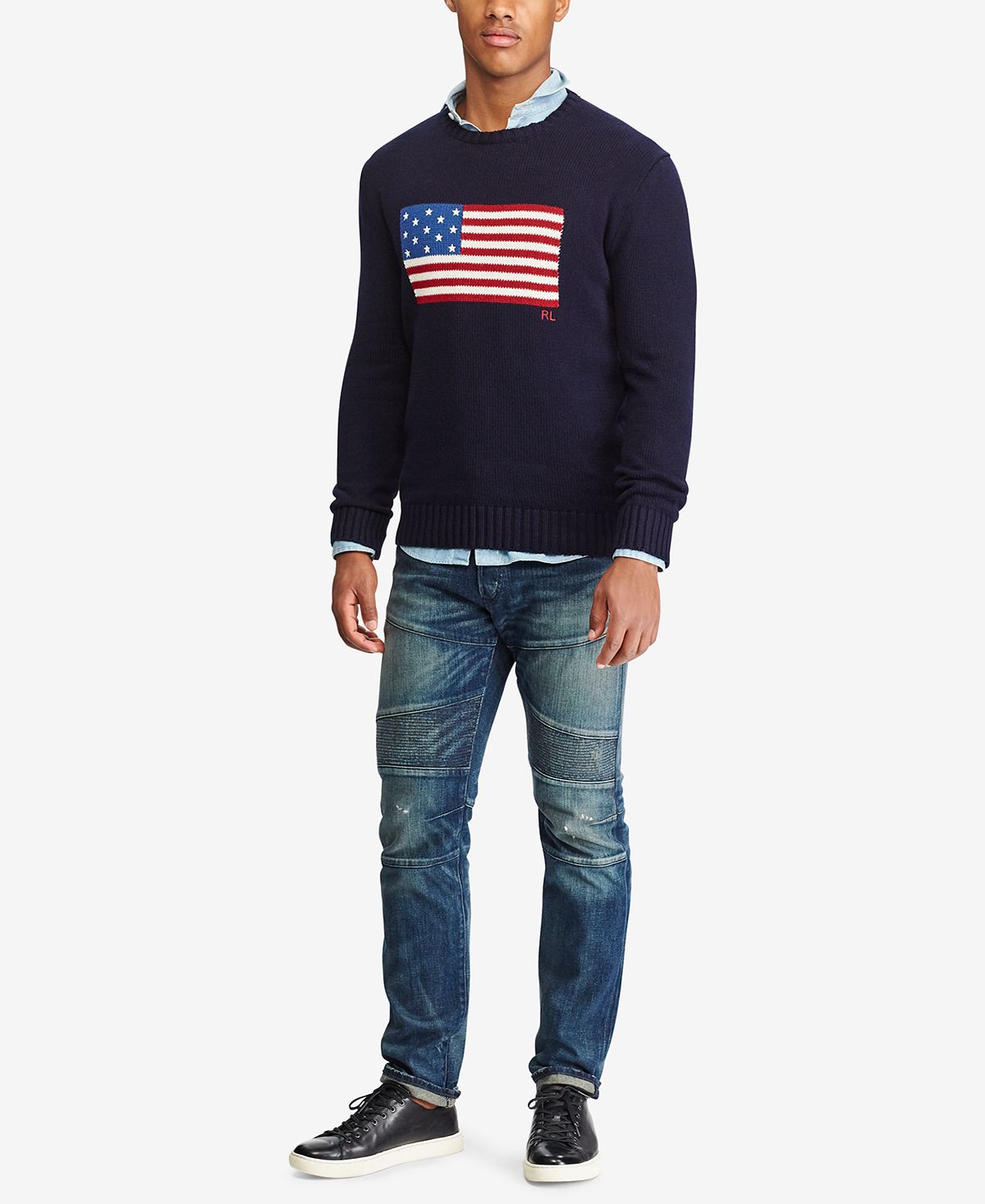 Polo Ralph Lauren American Flag Cotton Sweater Navy