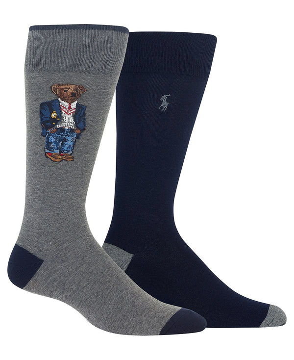Polo Ralph Lauren Big & Tall 2-pk. Preppy Bear Socks Grey Heather