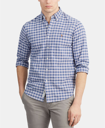 Polo Ralph Lauren Big & Tall Long Sleeve Oxford Classic Dark Cobalt/white