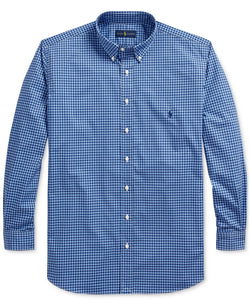 Polo Ralph Lauren Big & Tall Natural Stretch Poplin Sport Shirt Blue Multi thumbnail 1