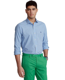 Polo Ralph Lauren Big & Tall Plaid Stretch Poplin Shirt Blue/White thumbnail 1