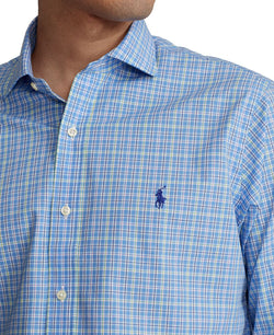 Polo Ralph Lauren Big & Tall Plaid Stretch Poplin Shirt Blue/White thumbnail 2