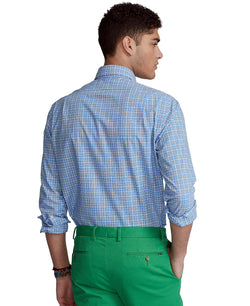 Polo Ralph Lauren Big & Tall Plaid Stretch Poplin Shirt Blue/White thumbnail 4