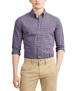 Polo Ralph Lauren Classic Fit Stretch Poplin Button-down Shirt Port Blue/Red Multi thumbnail 2