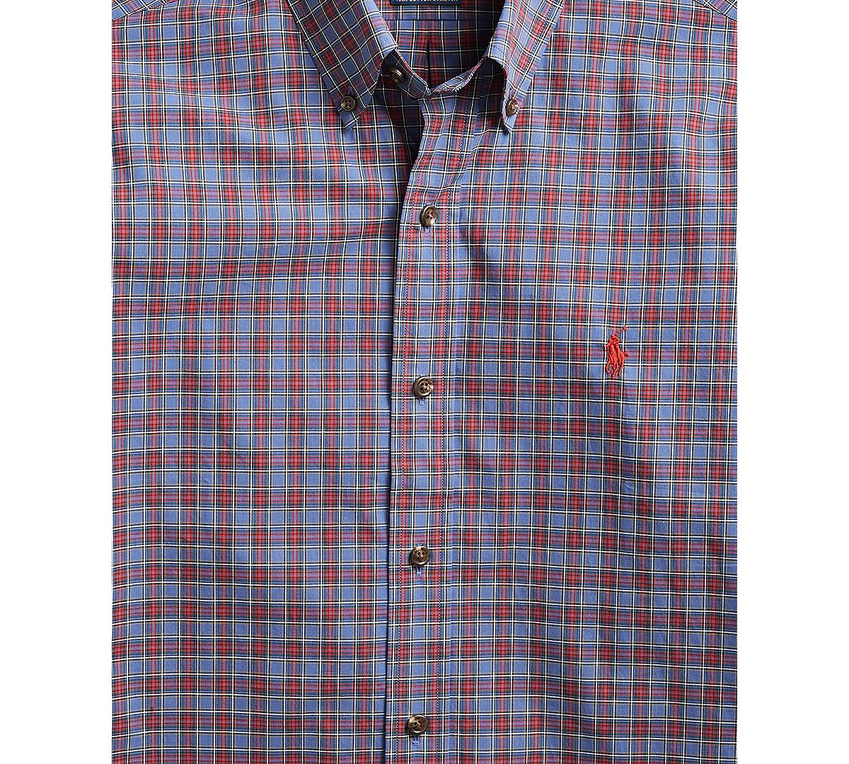 Polo Ralph Lauren Classic Fit Stretch Poplin Button-down Shirt Port Blue/Red Multi
