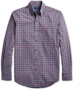 Polo Ralph Lauren Classic Fit Stretch Poplin Button-down Shirt Port Blue/Red Multi thumbnail 4