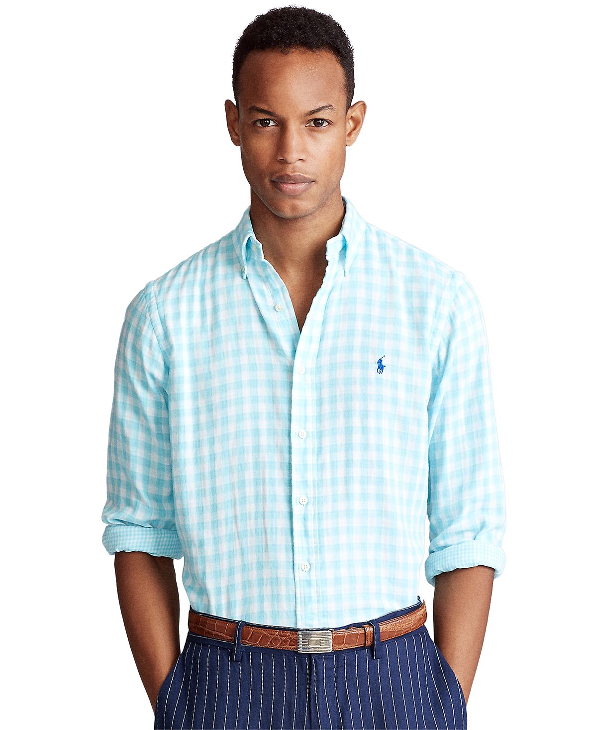 Polo Ralph Lauren Classic-fit Gingham Shirt Turquoise/white